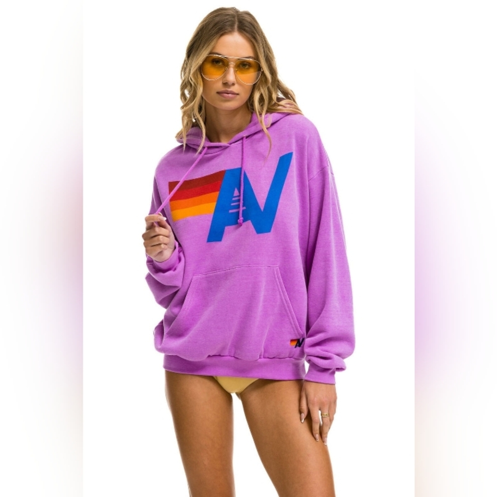Aviator Nation - Logo Pullover Relaxed Hoodie - Neon Purple